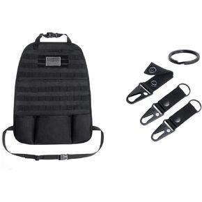 Tactical Car Backseat Organizer and 3 Pieces Molle Key Rings