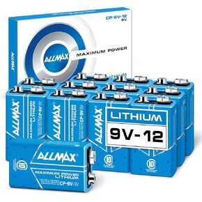 Allmax 9V Lithium Batteries (4 Count) – Longest Lasting, Leakproof, 10-Year Shelf Life, Ultimate Performance – Perfect for Smoke Detectors (9 Volt)