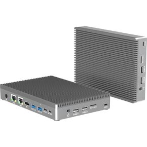 Mini PC, 12th Gen Alder Lake- N100(up to 3.4GHz), 16GB RAM 512GB eMMC, Fanless Mini Desktop, Type-C 3.1, Dual LAN 2.5G Ethernet, Dual Display 4K 60Hz, WiFi BT 5.2 for Business Home Office