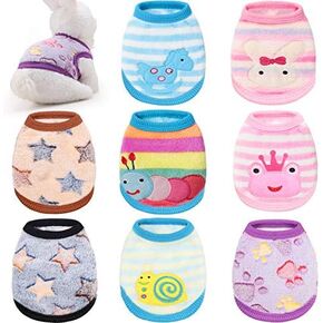 8 Pieces Warm Pet Shirts for Dog Rabbit Cat Puppy Bunny Clothes with Caterpillar Horse Star Pattern Cute Soft Flannel Pet Sweater Comfortable Pet Costume Boy Girl Kitten Puppy Chihuahua Animals (XXS)