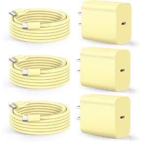 Dayaoncy Compatible with iPhone 16/15 Charge Fast Charging, 20W USB C Wall Charger with 3Pack 10FT USB C Cable, Type C Fast Charger Compatible with Phone/Android/Phone/Samsumg/Pad Purple