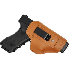 Gun Holster for Glock 19/26/43x, Sig P365, Taurus G3C - Adjustable IWB Concealed Carry Leather Holster for Men & Women, Right/Left Hand Draw, Ultralight Tactical Design, Fits Similar Sized Handguns