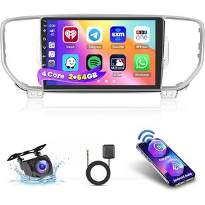 2+64G Screen for Kia Sportage KX5 2016 2017 2018 CarPlay Stereo Android 13 Car Radio 9 Inch Touchscreen Android Auto Backup Camera GPS FM RDS DSP 26UI