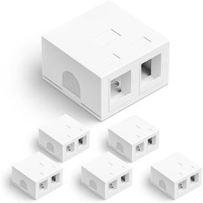 2-Port Keystone Jack Surface Mount Box for UTP Cat6/Cat5e/Cat5 RJ45 keystone Jack, rj45 Surface Mount Box for STP Cat7/Cat6A RJ45 keystone Jack White, 6-Pack