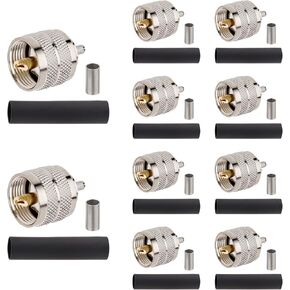 XRDS -RF RG58 PL259 Connector 10PCS – UHF Male RF Coax Connector PL259 Coaxial Connectors for RG58, RG142, RG400, LMR195, RG58U, RG303, 50 Ohm, Low Loss, Low VSWR