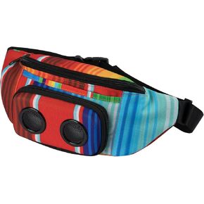 Fannypack with Speakers. Bluetooth Fanny Pack for Parties/Festivals/Raves/Beach/Boats. Rechargeable, Works with iPhone & Android. (Rainbow)