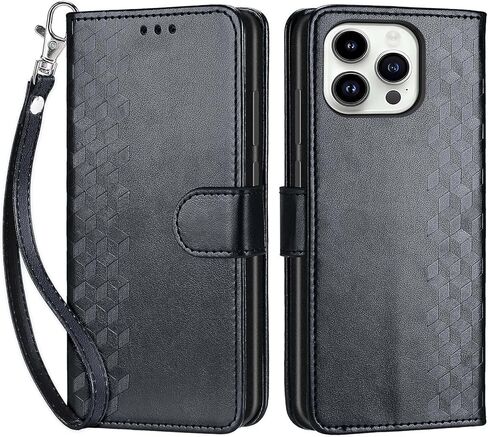 مصممة لمحفظة iPhone 14 Pro Case ، تقلب النساء غطاء الورقة مع حاملي بطاقة ائتمان من جلد PU مقشورات فتحات حزام معصم على iPhone 14 Pro 6.1 inch (Rose Gold Butterfly) in Kuwait