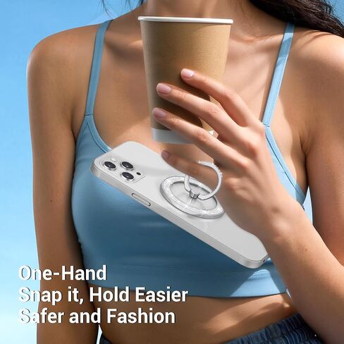Magnetic Phone Ring Holder for Magsafe Grip Stylish Twinkling Crystal Magnetic Phone Grip Compatible with iPhone 16 Pro Max 15 14 13 12 for MagSafe Accessories (Glitter Silver) in Saudi Arabia