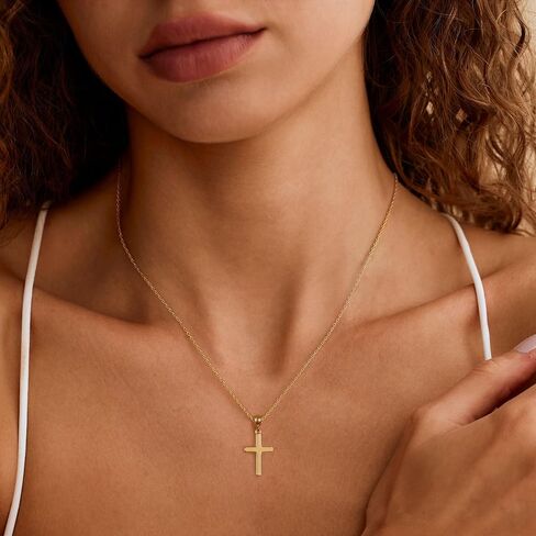 Moodear Cross Necklace for Women - Dainty 14K Gold Plated/Sterling Silver/Rose Gold Layered Cross Pendant Simple Cute Necklaces for Women Trendy Jewelry Gifts in Kuwait