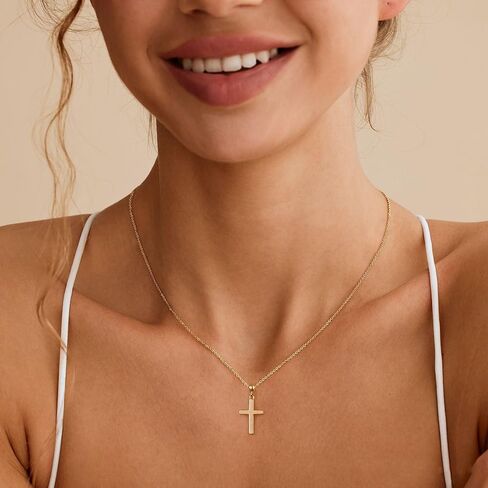 Moodear Cross Necklace for Women - Dainty 14K Gold Plated/Sterling Silver/Rose Gold Layered Cross Pendant Simple Cute Necklaces for Women Trendy Jewelry Gifts in Kuwait