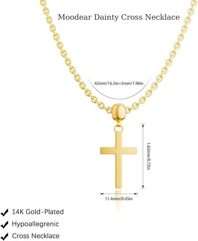 Moodear Cross Necklace for Women - Dainty 14K Gold Plated/Sterling Silver/Rose Gold Layered Cross Pendant Simple Cute Necklaces for Women Trendy Jewelry Gifts in Kuwait