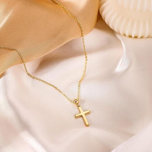 Moodear Cross Necklace for Women - Dainty 14K Gold Plated/Sterling Silver/Rose Gold Layered Cross Pendant Simple Cute Necklaces for Women Trendy Jewelry Gifts in Kuwait