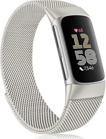 Meliya for Fitbit Charge 6 Bands Women Men, Stainless Steel Metal Mesh Loop Adjustable Magnetic Wristband Replacement Straps Compatible with Fitbit Charge 6 Fitness Tracker in Saudi Arabia