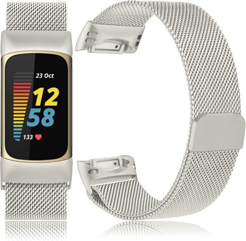 Meliya for Fitbit Charge 6 Bands Women Men, Stainless Steel Metal Mesh Loop Adjustable Magnetic Wristband Replacement Straps Compatible with Fitbit Charge 6 Fitness Tracker in Saudi Arabia