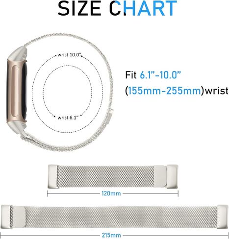 Meliya for Fitbit Charge 6 Bands Women Men, Stainless Steel Metal Mesh Loop Adjustable Magnetic Wristband Replacement Straps Compatible with Fitbit Charge 6 Fitness Tracker in Saudi Arabia