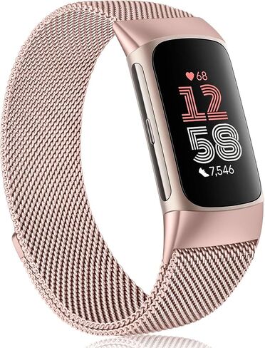 Meliya for Fitbit Charge 6 Bands Women Men, Stainless Steel Metal Mesh Loop Adjustable Magnetic Wristband Replacement Straps Compatible with Fitbit Charge 6 Fitness Tracker in Saudi Arabia