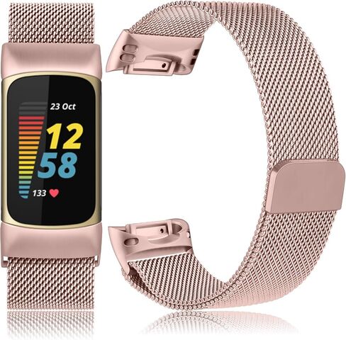 Meliya for Fitbit Charge 6 Bands Women Men, Stainless Steel Metal Mesh Loop Adjustable Magnetic Wristband Replacement Straps Compatible with Fitbit Charge 6 Fitness Tracker in Saudi Arabia