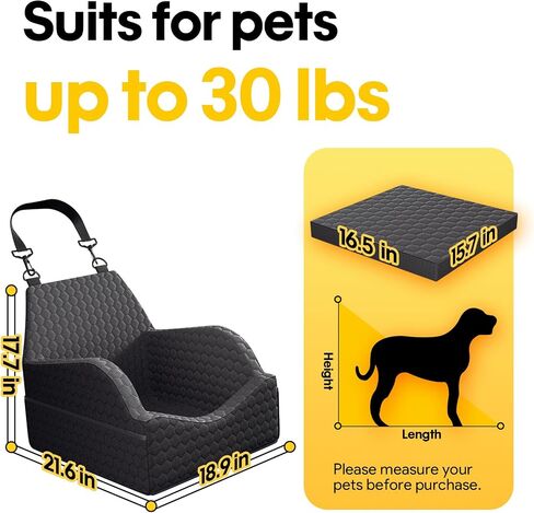Dog Car Seat for Small Dogs, Elevated Dog Booster Seat Pet Travel Carrier Bed for Car with Adjustable Straps Pet Car Booster Seat for Small Dogs Cats in Saudi Arabia