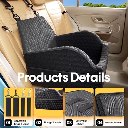 Dog Car Seat for Small Dogs, Elevated Dog Booster Seat Pet Travel Carrier Bed for Car with Adjustable Straps Pet Car Booster Seat for Small Dogs Cats in Saudi Arabia
