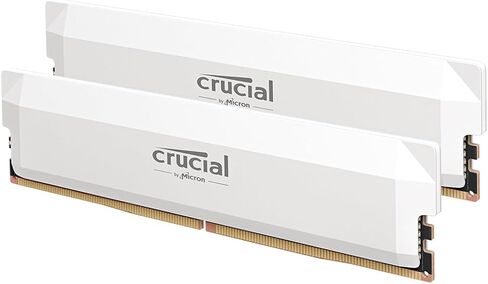Crucial Pro DDR5 RAM 64GB Kit (2x32GB) 6400MHz CL40, Overclocking Desktop Gaming Memory, Intel XMP 3.0 & AMD Expo Compatible – White CP2K32G64C40U5W in Kuwait