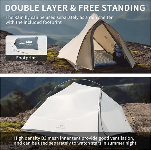 Naturehike Cloud Up 1 Person Tent, Lightweight Backpacking Tents for One Man, Waterproof Ultralight One Person Tent for Camping Hiking Backpacking in Kuwait