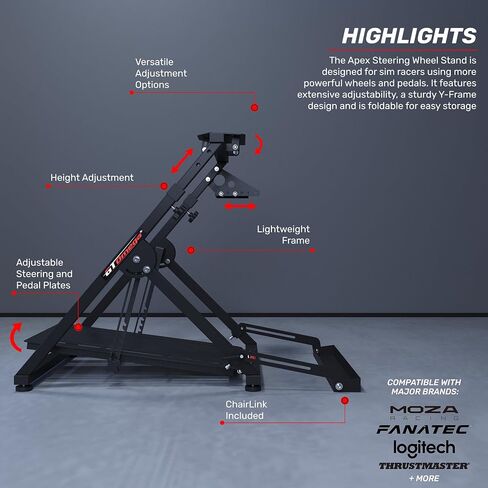 GT Omega Apex Racing Wheel Stand for Logitech Fanatec Clubsport Thrustmaster Gaming Wheel Wheel Mount و Syfter Mount ، TX T500 T300 G29 G920 PS4 Xbox قابلة للطي قابلة للإمالة للتحكم في السباق in Saudi Arabia