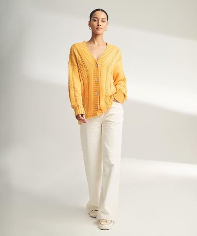 Women Cafe Cotton Cashmere Cable Knit Cardigan, Sangria,Medium in Kuwait