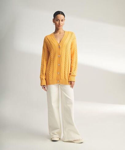 Women Cafe Cotton Cashmere Cable Knit Cardigan, Sangria,Medium in Kuwait