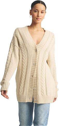 Women Cafe Cotton Cashmere Cable Knit Cardigan, Sangria,Medium in Kuwait