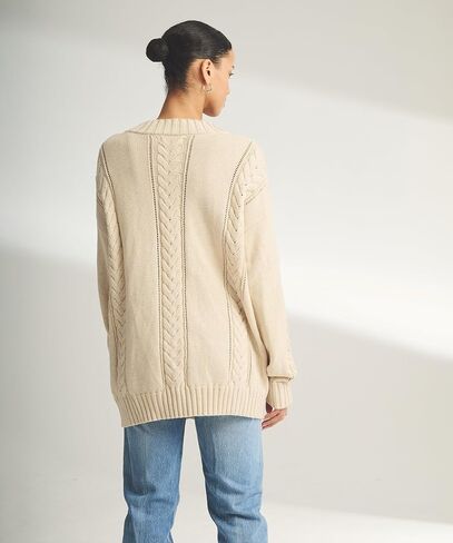 Women Cafe Cotton Cashmere Cable Knit Cardigan, Sangria,Medium in Kuwait