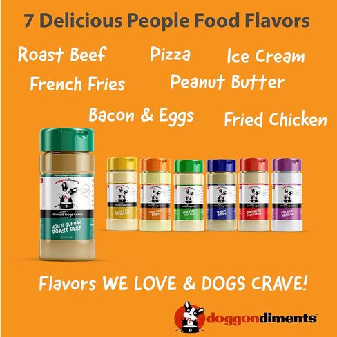 Doggondiments الكلب نكهة زبدة الفول السوداني الكلب الغذاء توبر، متعة الناس نكهات الطعام، مسحوق، نكهة الغذاء القبعات العالية للكلاب، القبعات الغذائية الكلب للكلاب للسلالات الصغيرة والكبيرة، الجافة والرطبة الكلب القبعات العالية الغذاء in Kuwait