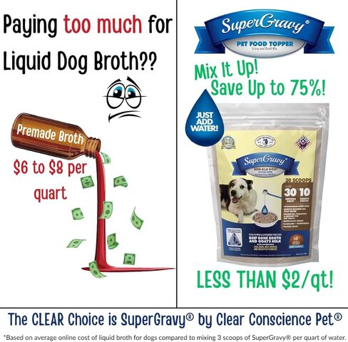 SuperGravy Bon A’ La Goat | Natural Dog Food Gravy Topper | Beef Bone Broth, Goat Milk for Dogs | Gluten Free & Grain Free, 14 Scoops, 01098, White in Kuwait