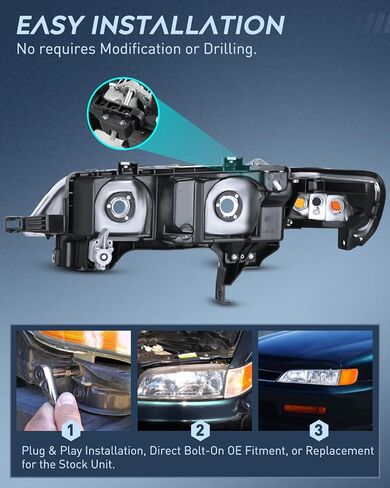 مجموعة المصابيح الأمامية Nilight متوافقة مع 2016 2017 2018 Honda HRV HR-V غطاء أسود كهرماني عاكس عدسة شفافة مجموعة المصابيح الأمامية استبدال السائق وجانب الركاب in Saudi Arabia