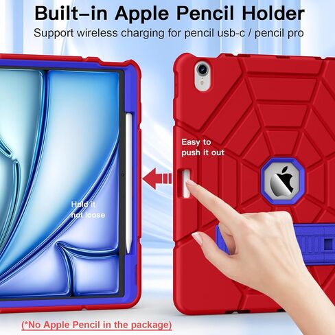 Grifobes for iPad Air 13 inch (M3/M2) 2025/2024, Heavy Duty Shockproof Rugged Protective Cover with Pencil Holder Built-in Stand for i Pad Air 6th Gen 13" for Kids Boys (Red+Blue) in Saudi Arabia