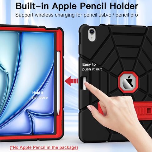 Grifobes for iPad Air 13 inch (M3/M2) 2025/2024, Heavy Duty Shockproof Rugged Protective Cover with Pencil Holder Built-in Stand for i Pad Air 6th Gen 13" for Kids Boys (Red+Blue) in Kuwait