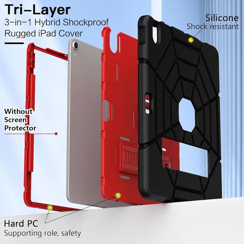 Grifobes for iPad Air 13 inch (M3/M2) 2025/2024, Heavy Duty Shockproof Rugged Protective Cover with Pencil Holder Built-in Stand for i Pad Air 6th Gen 13" for Kids Boys (Red+Blue) in Kuwait