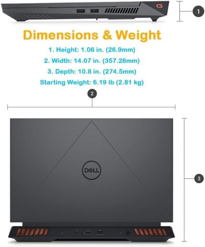 Dell G15-G5530 Gaming Laptop - Office 2024 Lifetime & Windows 11 Pro, Intel 14-Core i7-13650HX, NVIDIA GeForce RTX 4060, 15.6" FHD 120Hz Display, Wi-Fi 6, Backlit Keyboard, 32GB DDR5, 1TB SSD in Saudi Arabia
