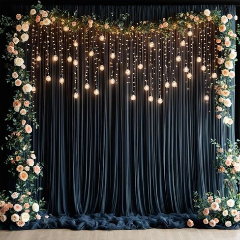 10x10ft Wrinkle Free Dusty Blue Backdrop Curtains for Parties, 2 Panels 5x10ft Silky Polyester Photo Backdrop Drapes Back Drop Cloth for Wedding Birthday Photography Background in Saudi Arabia