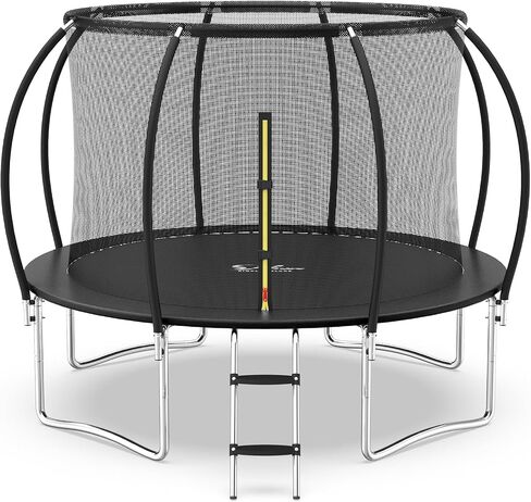 Simple Deluxe Trampoline for Kids with Safety Enclosure Net Wind Stakes 400LBS Weight Capacity 12FT Recreational Trampolines with Ladder Black Outside Net in Saudi Arabia