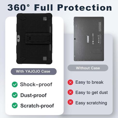Case for Fusion5 FWIN232 Plus / 232 Pro N5 Tablet 10.1 inch,Soft Silicone Protector Cover,Kids Friendly,Adjustable Stand Tablet Cover,4 Corners Thicken Shockproof,Black in Saudi Arabia