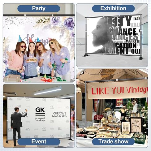 10 x 8FT Backdrop Banner Stand, Heavy Duty Adjustable Photo Background Support Stand Kit for Photo Booth, Parties, Exhibition, Trade Show, Wedding in Kuwait
