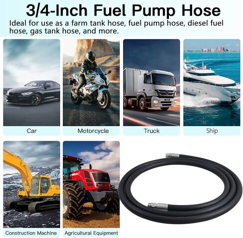 3/4 Inch ID Fuel Transfer Hose Length 20 FT W/Dual NPT Threads Connecter (NPT Male Fittings Size 3/4 Inch & 3/4 Inch) for Fuel Pump & Dispensing Diesel Fuel,Gasoline,Kerosene Biodiesel in Kuwait
