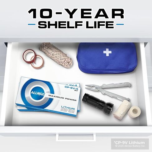 Allmax 9V Lithium Batteries (4 Count) – Longest Lasting, Leakproof, 10-Year Shelf Life, Ultimate Performance – Perfect for Smoke Detectors (9 Volt) in Kuwait