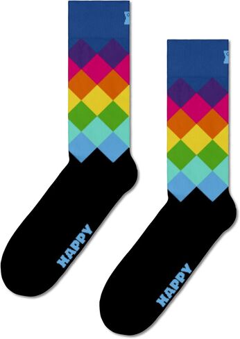 جوارب Happy Socks Premium Crew للرجال والنساء، مصنوعة من مادة Tencel المستدامة - متعددة الألوان - مقاس 9-11 - علبة هدايا مكونة من 4 قطع in Kuwait
