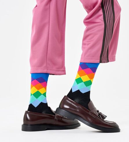 جوارب Happy Socks Premium Crew للرجال والنساء، مصنوعة من مادة Tencel المستدامة - متعددة الألوان - مقاس 9-11 - علبة هدايا مكونة من 4 قطع in Kuwait