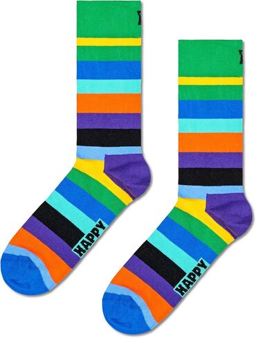 جوارب Happy Socks Premium Crew للرجال والنساء، مصنوعة من مادة Tencel المستدامة - متعددة الألوان - مقاس 9-11 - علبة هدايا مكونة من 4 قطع in Kuwait