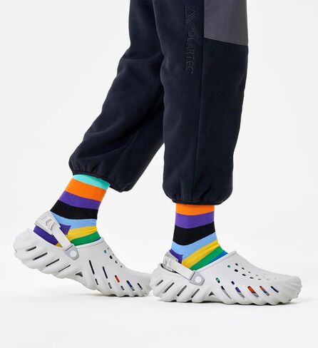 جوارب Happy Socks Premium Crew للرجال والنساء، مصنوعة من مادة Tencel المستدامة - متعددة الألوان - مقاس 9-11 - علبة هدايا مكونة من 4 قطع in Kuwait