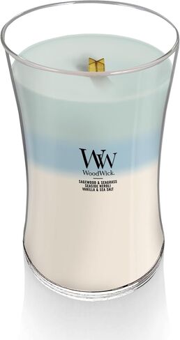 WoodWick Medium Hourglass Candle, Oceanic - Premium Soy Blend Wax, Pluswick Innovation Wood Wick, Made in USA, Multicolor, 9.7 oz. in Saudi Arabia