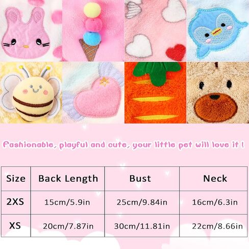 8 Pieces Warm Pet Shirts for Dog Rabbit Cat Puppy Bunny Clothes with Caterpillar Horse Star Pattern Cute Soft Flannel Pet Sweater Comfortable Pet Costume Boy Girl Kitten Puppy Chihuahua Animals (XXS) in Saudi Arabia