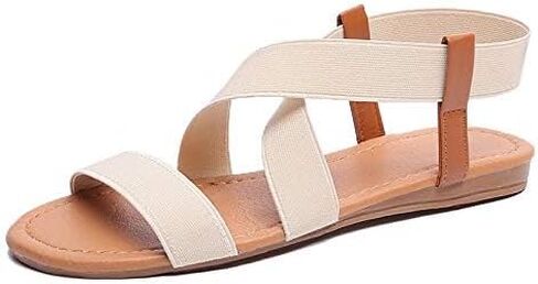 Women's Elastic Ankle Strap Flat Sandals Summer Open Toe Dress Sandals Cute Strappy Gladiator Sandals in Saudi Arabia